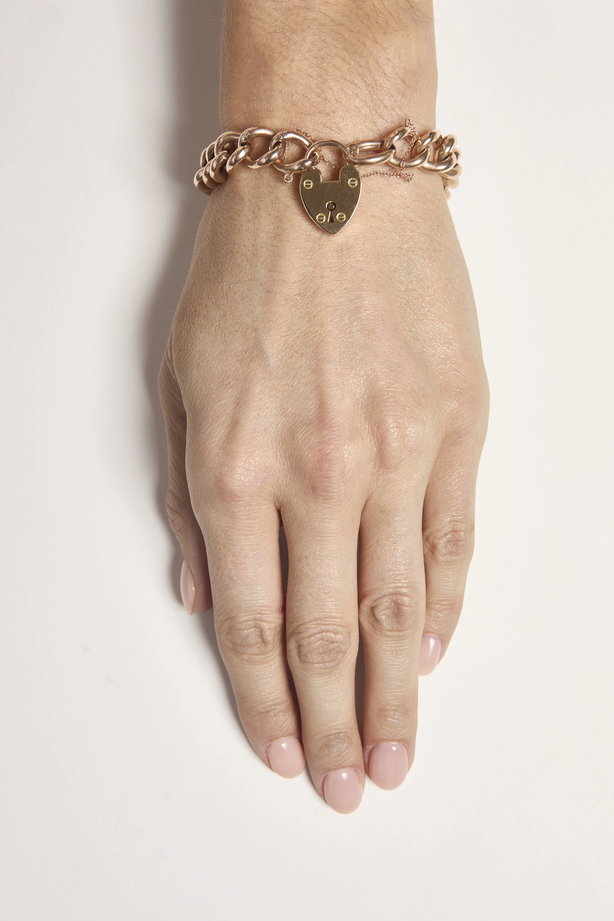 Antique Rose Gold Heart Padlock Bracelet