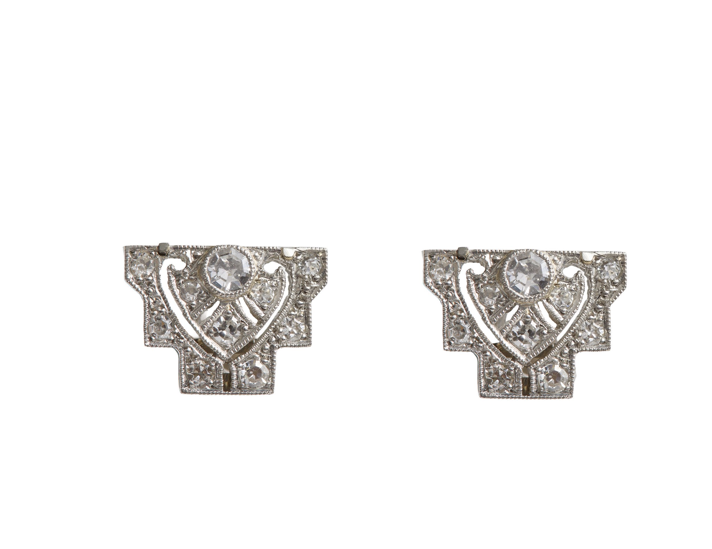 Edwardian Shield White Gold and Diamond Earrings0810.png