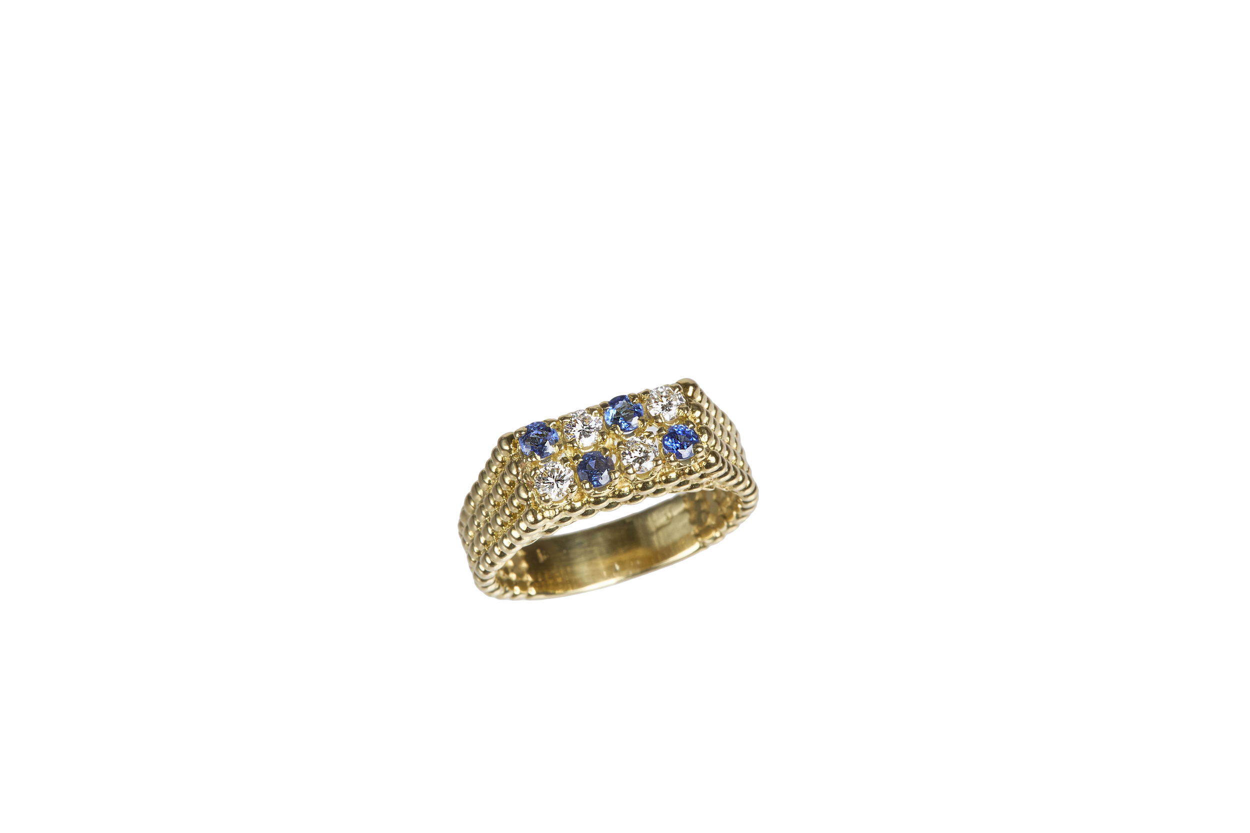 Vintage 18KT Diamond and Sapphire Checkerboard Ring