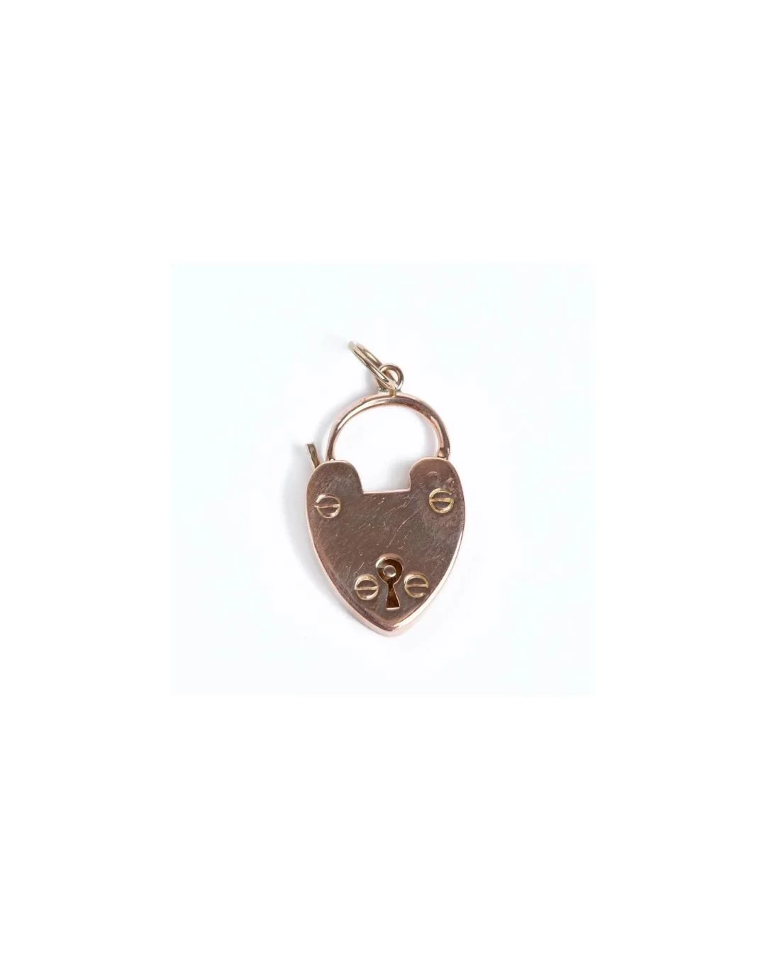 Antique Medium Rose Gold Heart Padlock Pendant