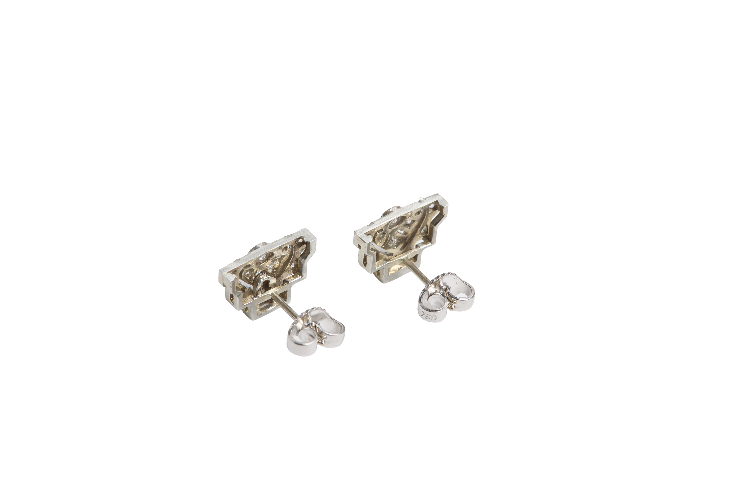 Edwardian Shield White Gold and Diamond Earrings reverse side0813.png