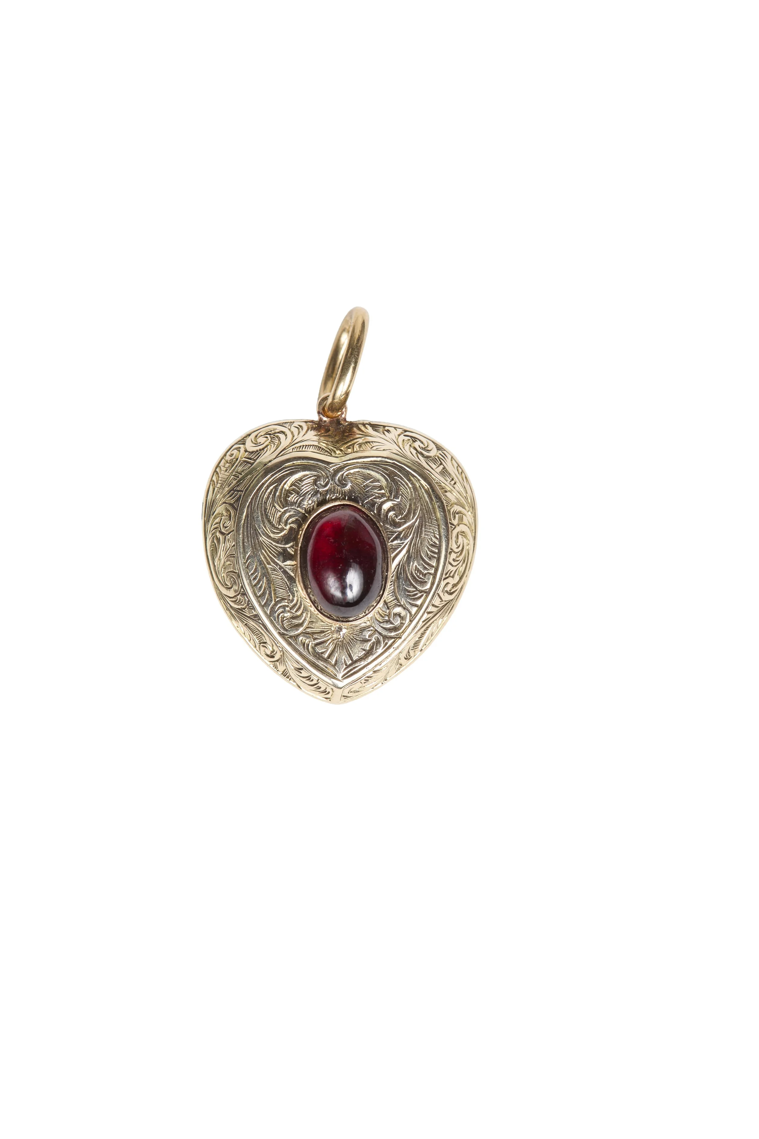 Antique Victorian 15KT Garnet Heart Locket