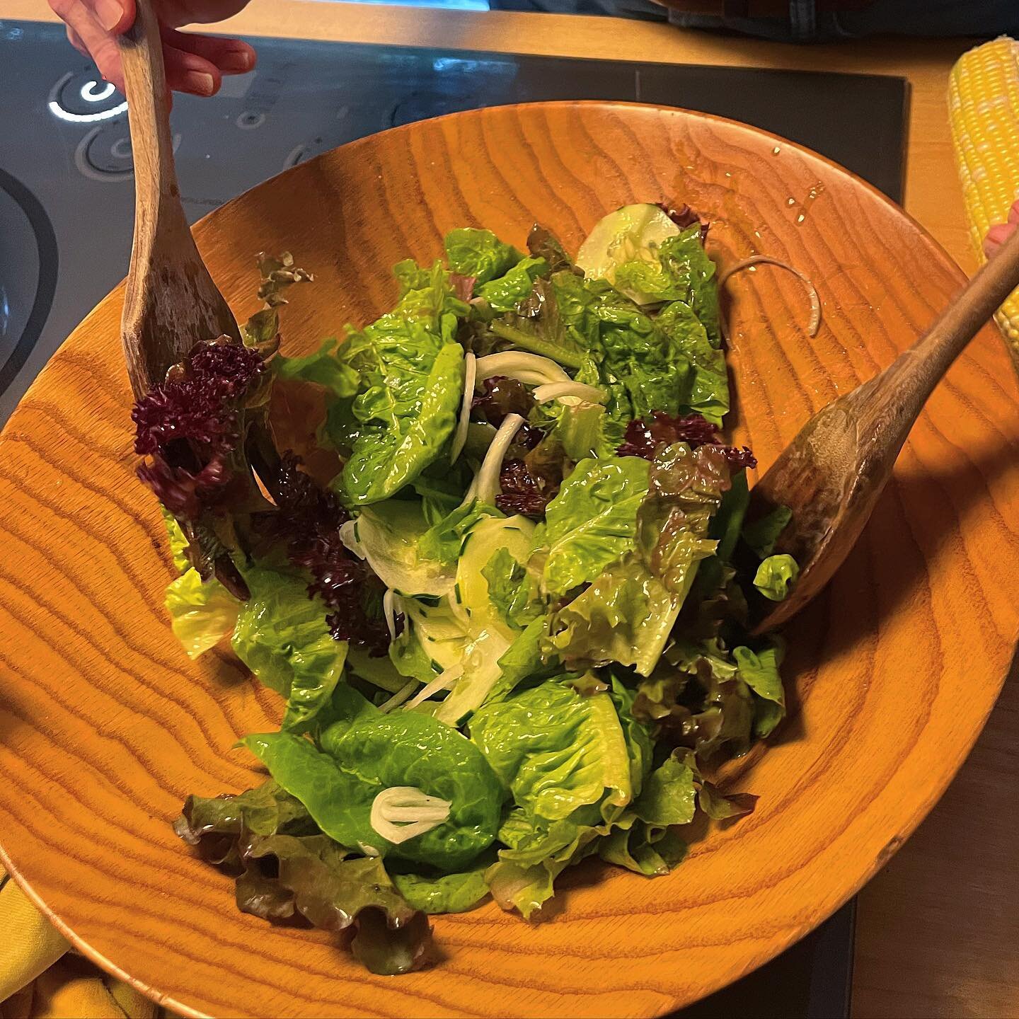 Mom&rsquo;s salads. Lettuces from the garden, different varieties interplanted from seed all taking up a whole bed. Cucumber, thinly sliced onion. Lemon, olive oil, garlic, maybe mustard, salt. It&rsquo;s as close as salad ever gets to perfection in 