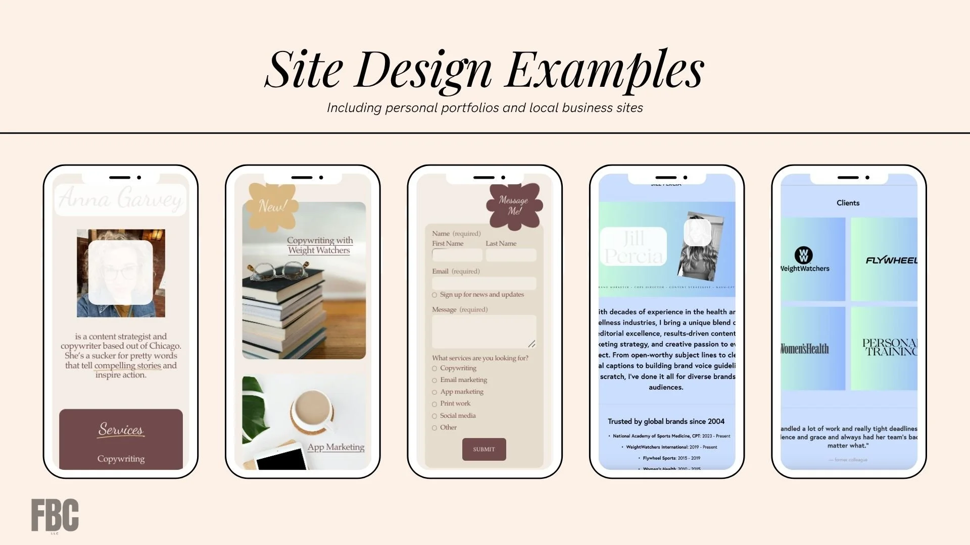 screenshot of site design