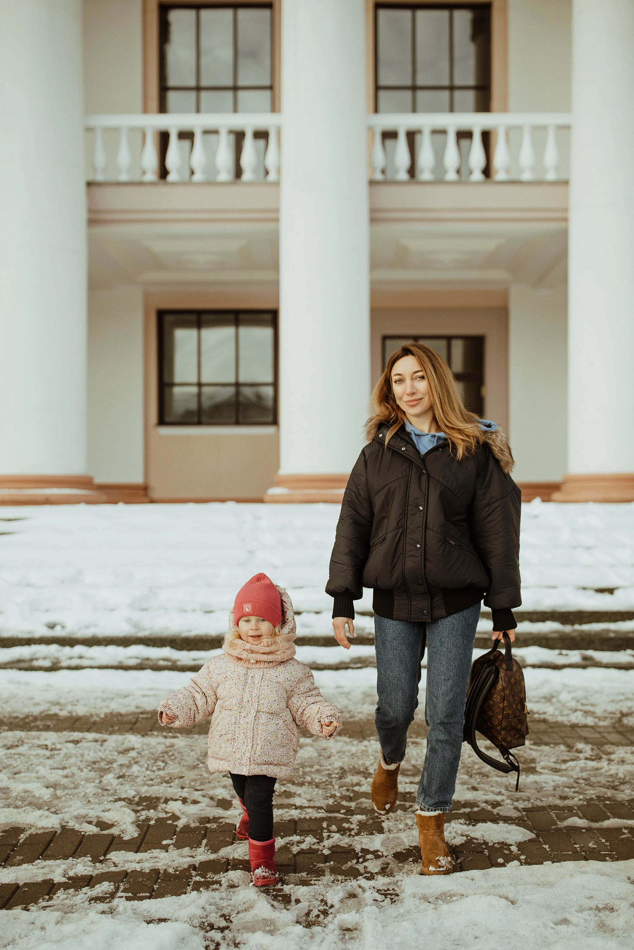Snowy Mother & Daughter Photo session in Grodno, Belarus.