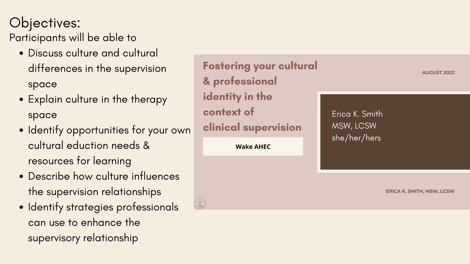 Fostering your cultural &amp; professional identity in the context of clinical supervision