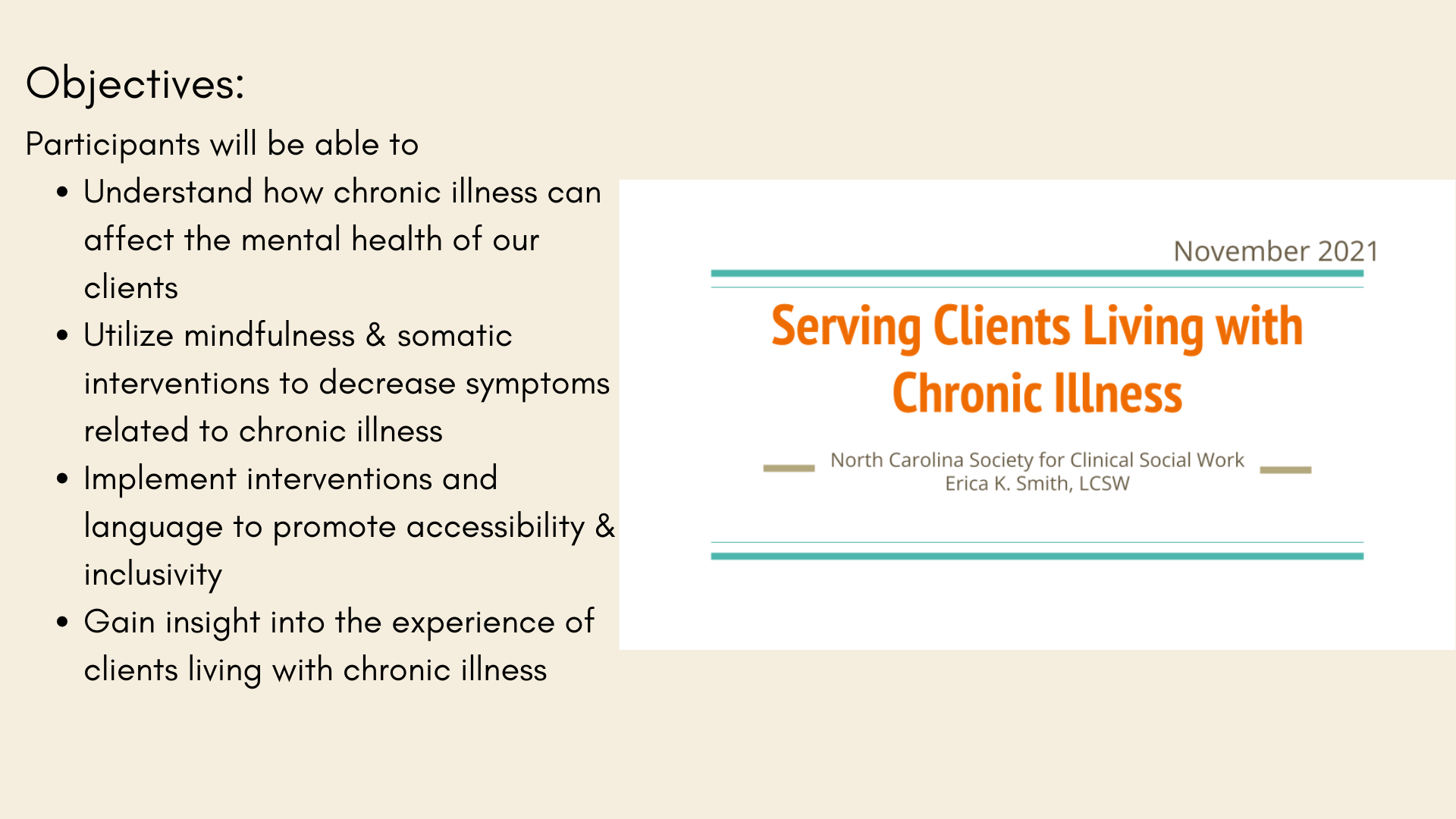 Serving Clients Living with Chronic Illness
