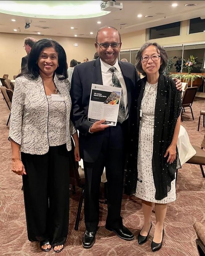    Dr. Grace May shared WI Steering Committee member Saumya Lee’s blog on Sri Lanka with Dr. Nishani Gunasekera and Dr. Richard Gunasekera,, a WCIU board member and co-chair of the inauguration planning committee   