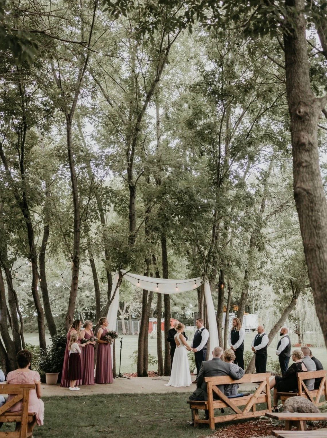 Outdoor forest wedding ceremony in Minnesota