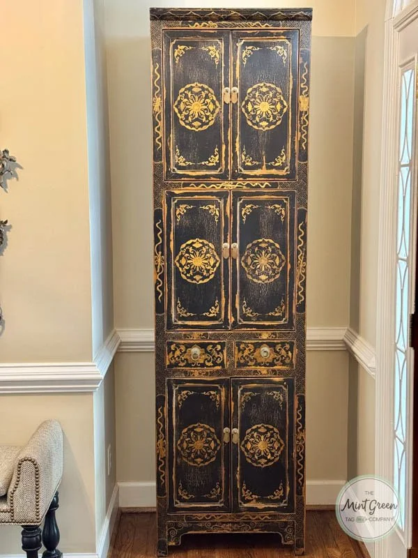 Asian Hand Painted Tall Cabinet