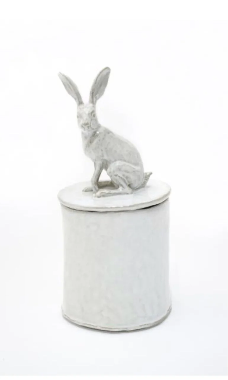 Ceramic Sitting Rabbit Lidded Vessel