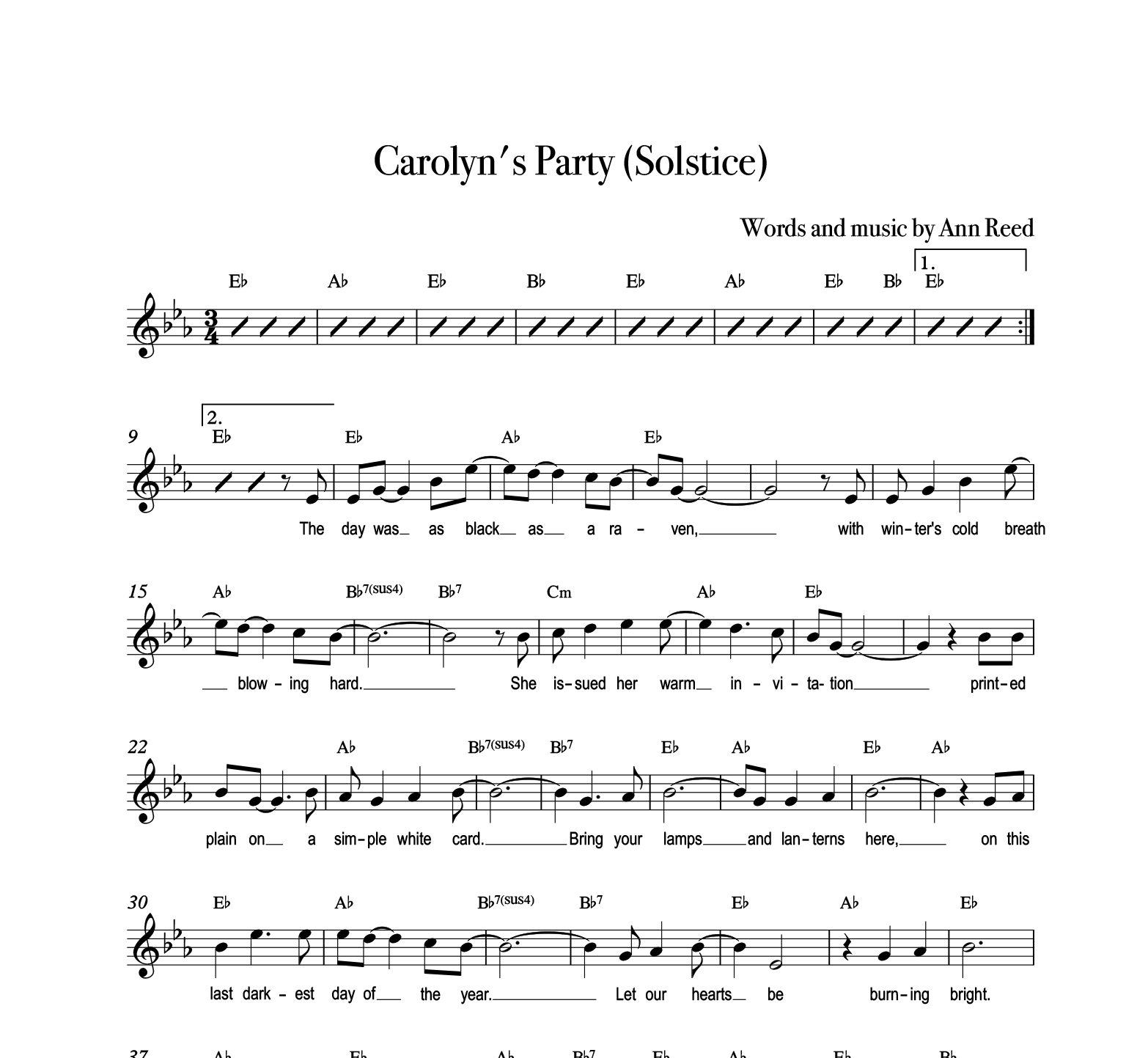 "Carolyn's Party" Original Key E-flat major Range E-flat - G - Full Score