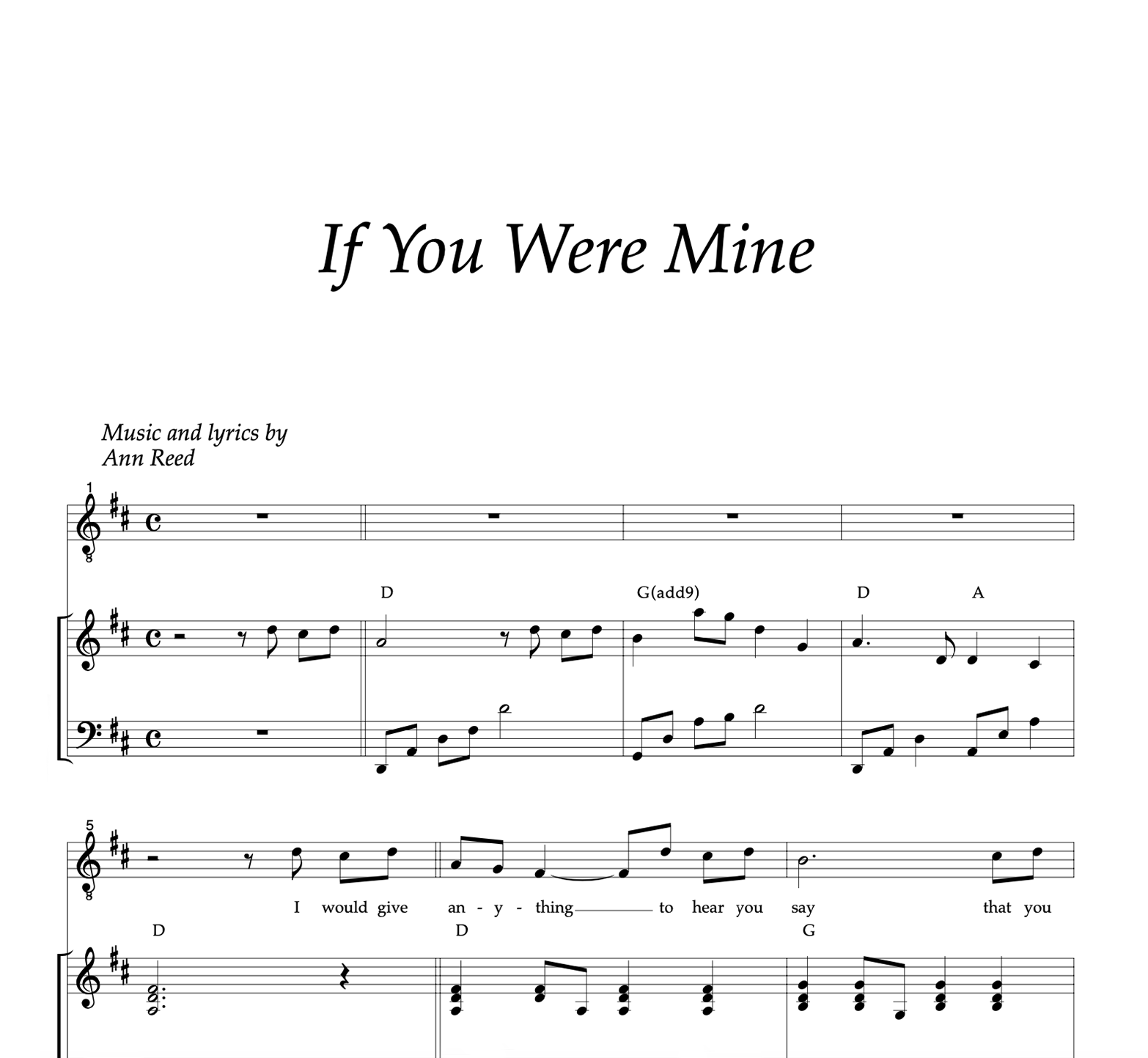 "If You Were Mine" Piano and vocal with guitar chords