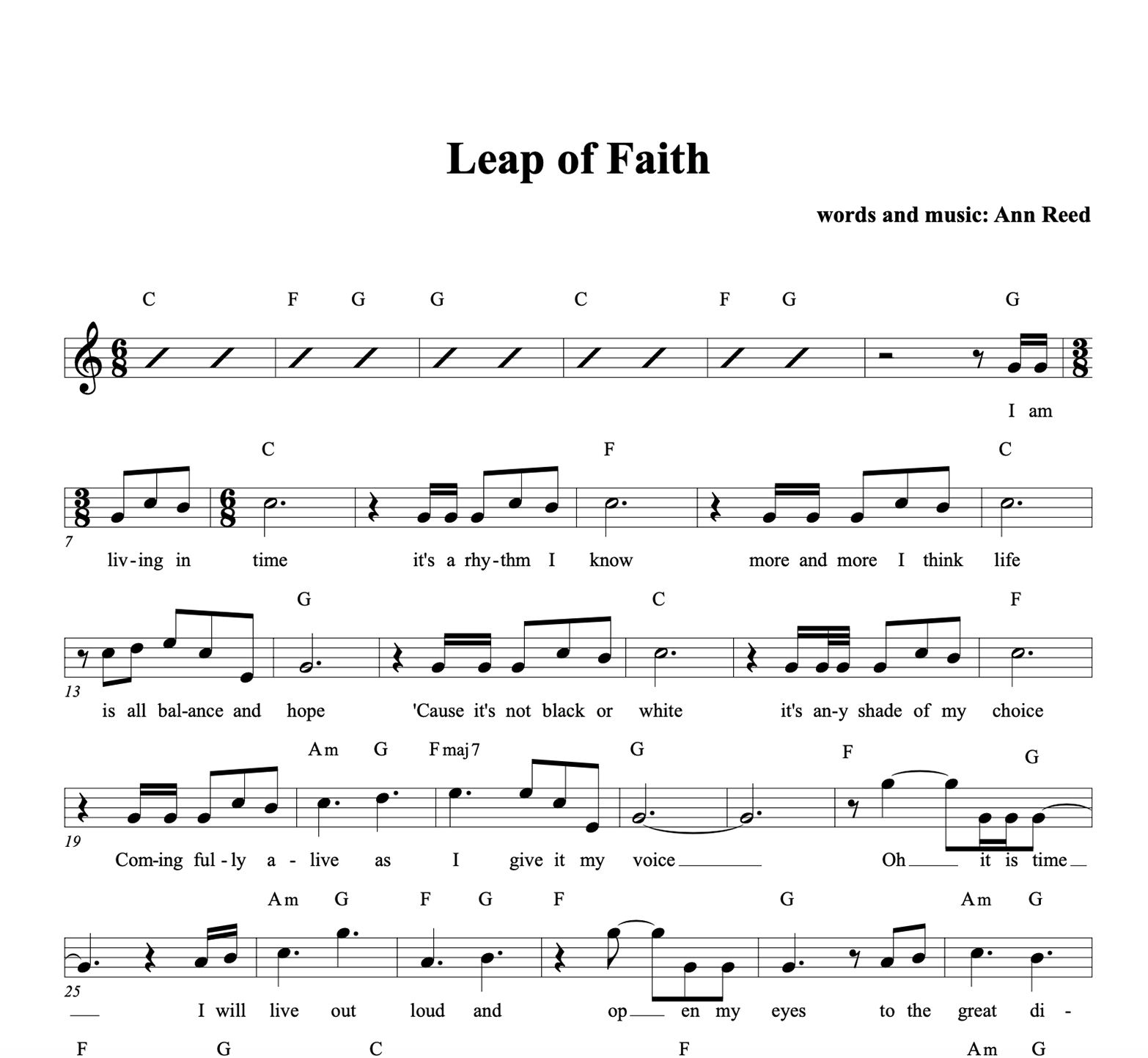 "Leap of Faith" Melody line and guitar chords