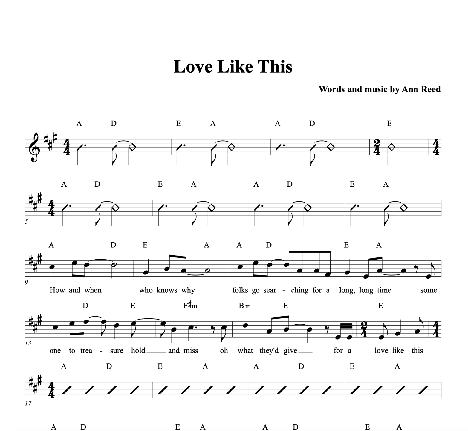 "Love Like This" Melody line and guitar chords