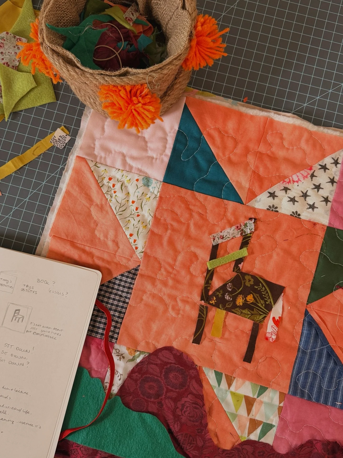 Sitting in sadness with Noah Kahan and executing some visions. #quilt #quiltart #quilting