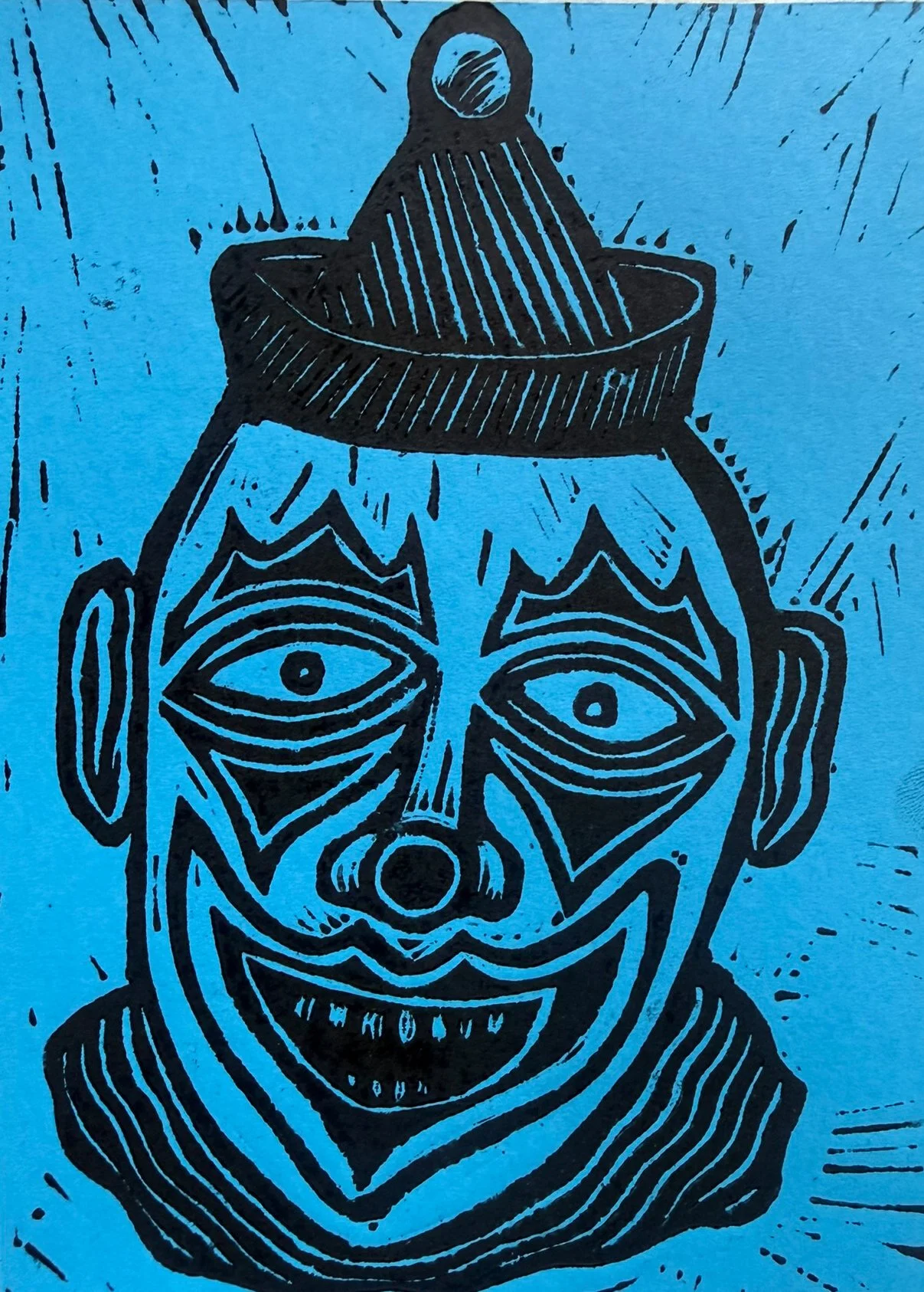 Linocut Clown 2