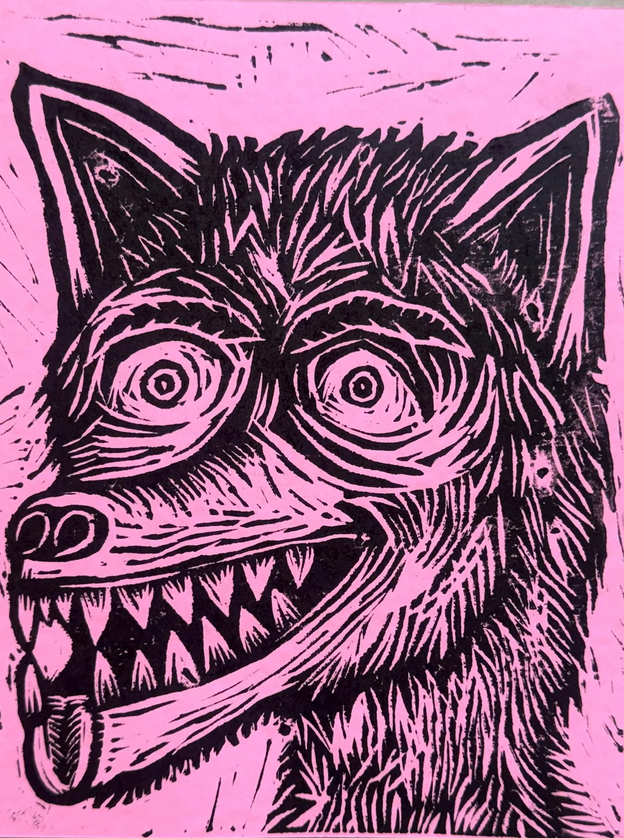 Linocut Wolf