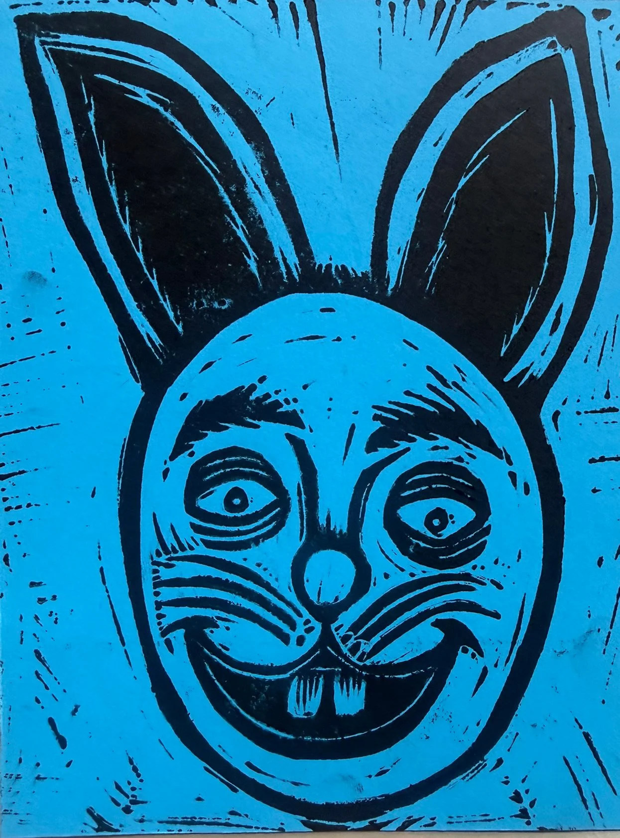  Linocut Rabbit 
