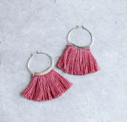 Mini Fringe Hoops Coral Cochineal 1.jpg