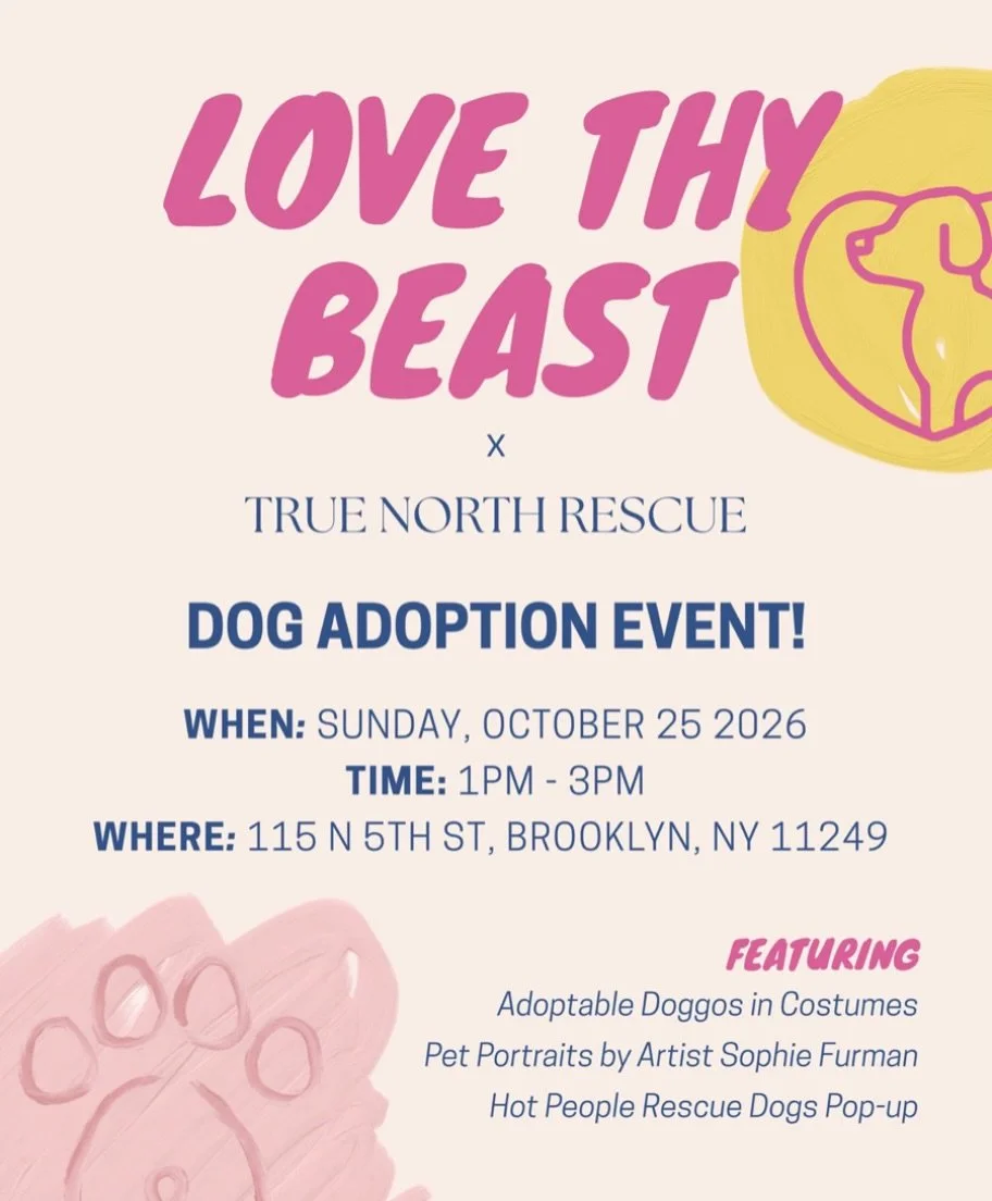 Doggy kisses, custom art, a costume contest&hellip; what more could you ask for? 🐾

Join us this Sunday, 10/25 for our dog adoption event at Love Thy Beast, from 1&ndash;3 PM in Williamsburg, Brooklyn!

Meet adorable rescue dogs dressed in their Hal