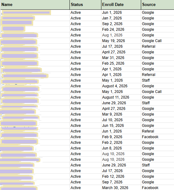 Daycare enrollment source and status tracker