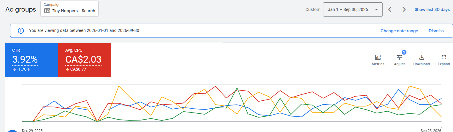 Google Ads Search ad group performance report