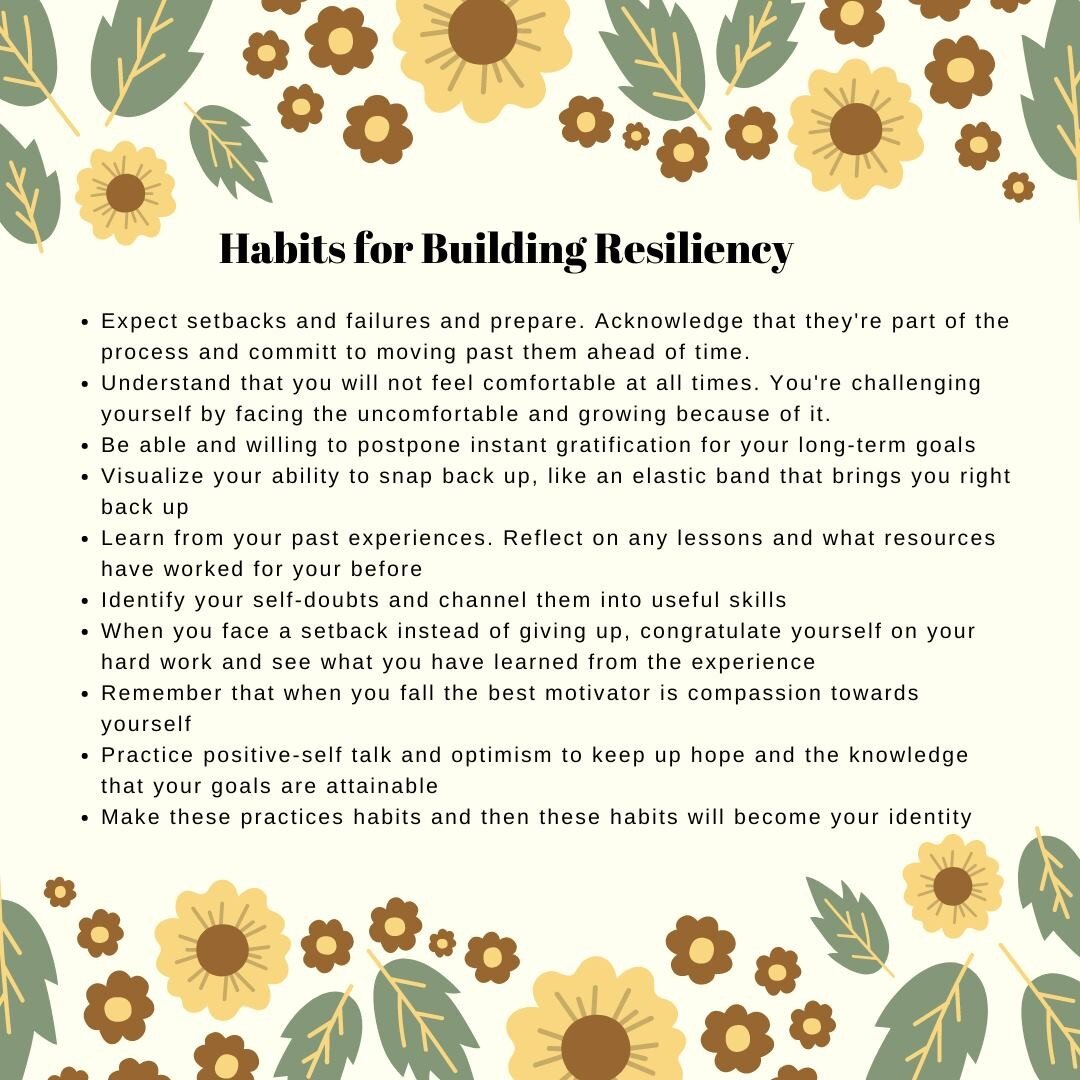 How do we Build Resiliency?

Many find themselves wishing they had more control over their emotions, have clear-cut confidence and imagine themselves climbing over every obstacle effortlessly. 

It is much harder to put these ideas in practice and we