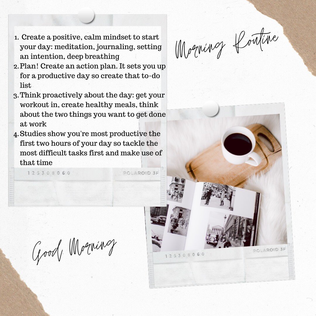 Good Morning!

Had your coffee yet? Got your workout in? How was breakfast?

The first moments of the day can really set-up what the rest of the day looks like! 

So be keen on creating morning habits that keep you motivated, productive, happy and re