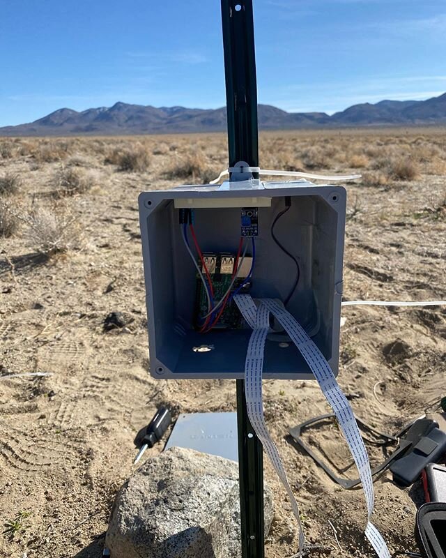 Happy national (Raspberry) Pi day.  Last week I deployed my first Pi in the wild.  Guarding over the Joshua Tree, this little computer is measuring human traffic at the site as well as rain, temperature and humidity.  Did the best we could considerin