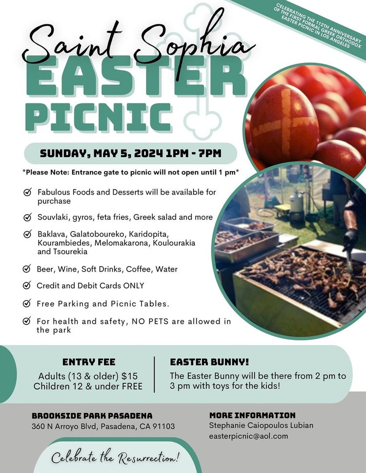 Easter Picnic and Bake Sale Saint Sophia Philoptochos Society
