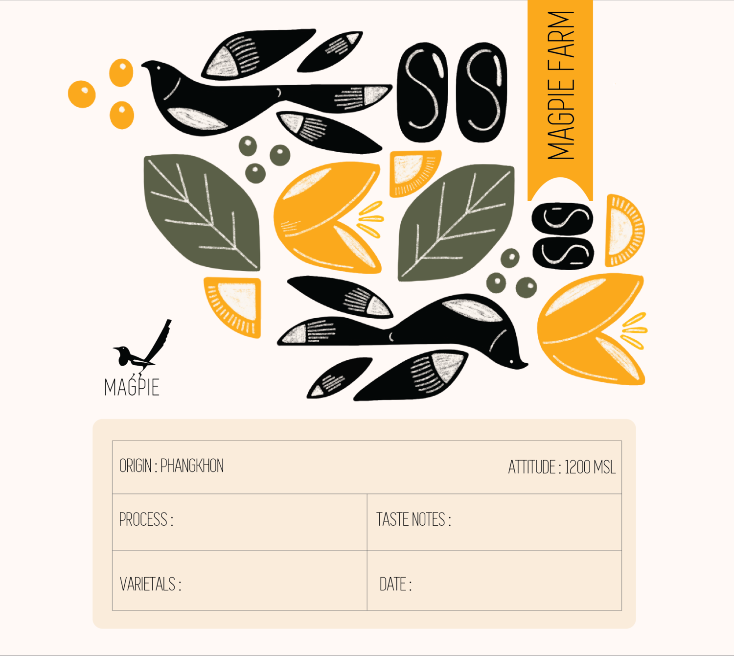 Packaging Design Illustration for Magpie Farm Coffee Farmers