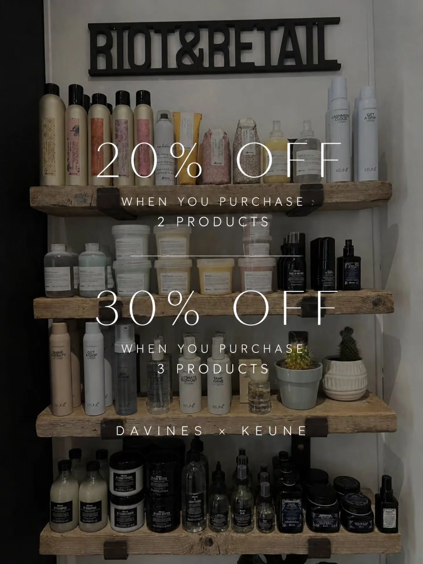 We've welcomed Keune to the shelves.

To celebrate, enjoy:

20% off when you purchase 2 products

30% off when you purchase 3 products

Available across all Davines and Keune retail products.

Not sure which products are right for your hair? We'll ha