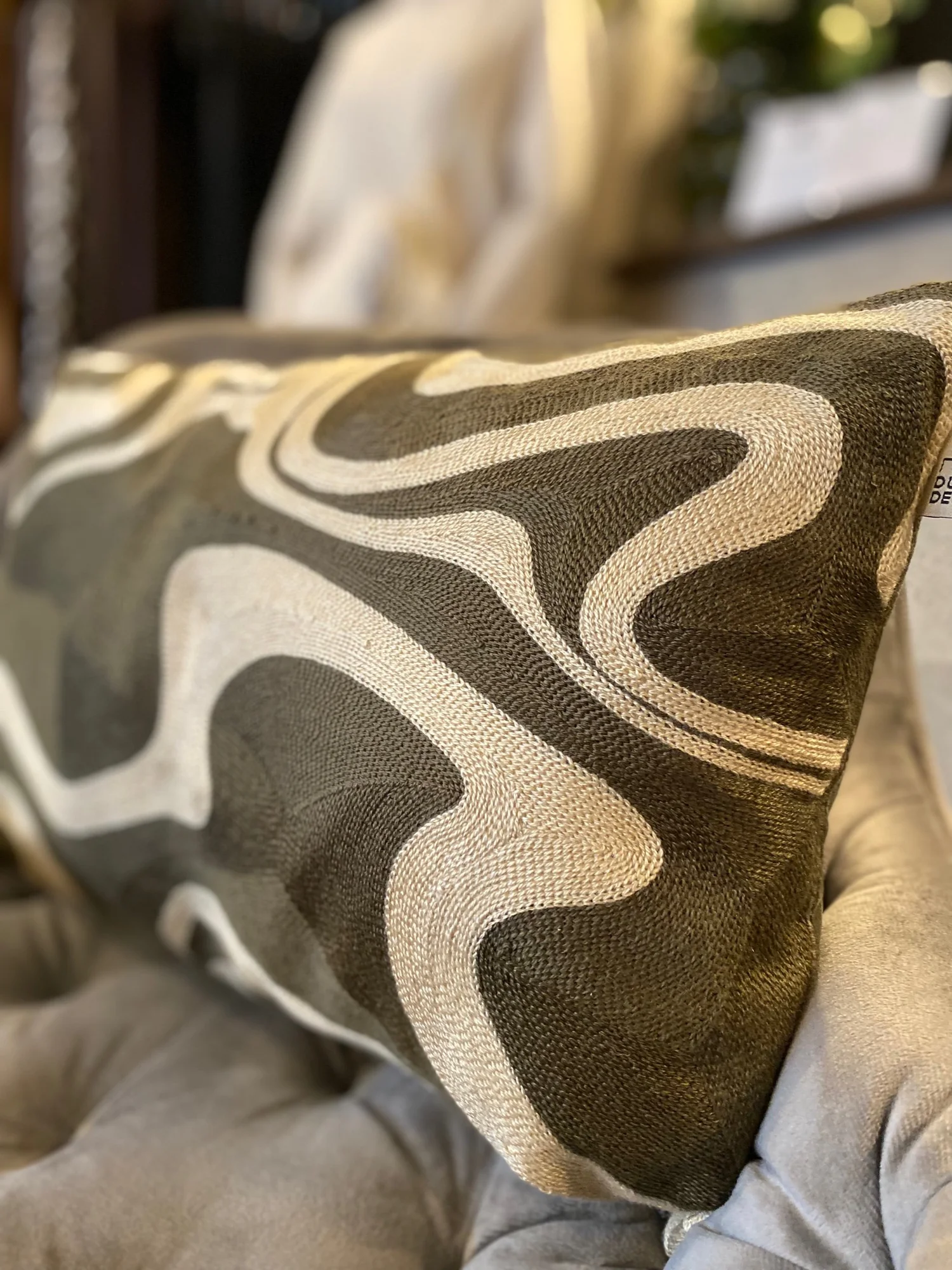 Kissen, grün, beige, gemustert, 30x50 cm, DUTCH DECOR — verdino LIVING