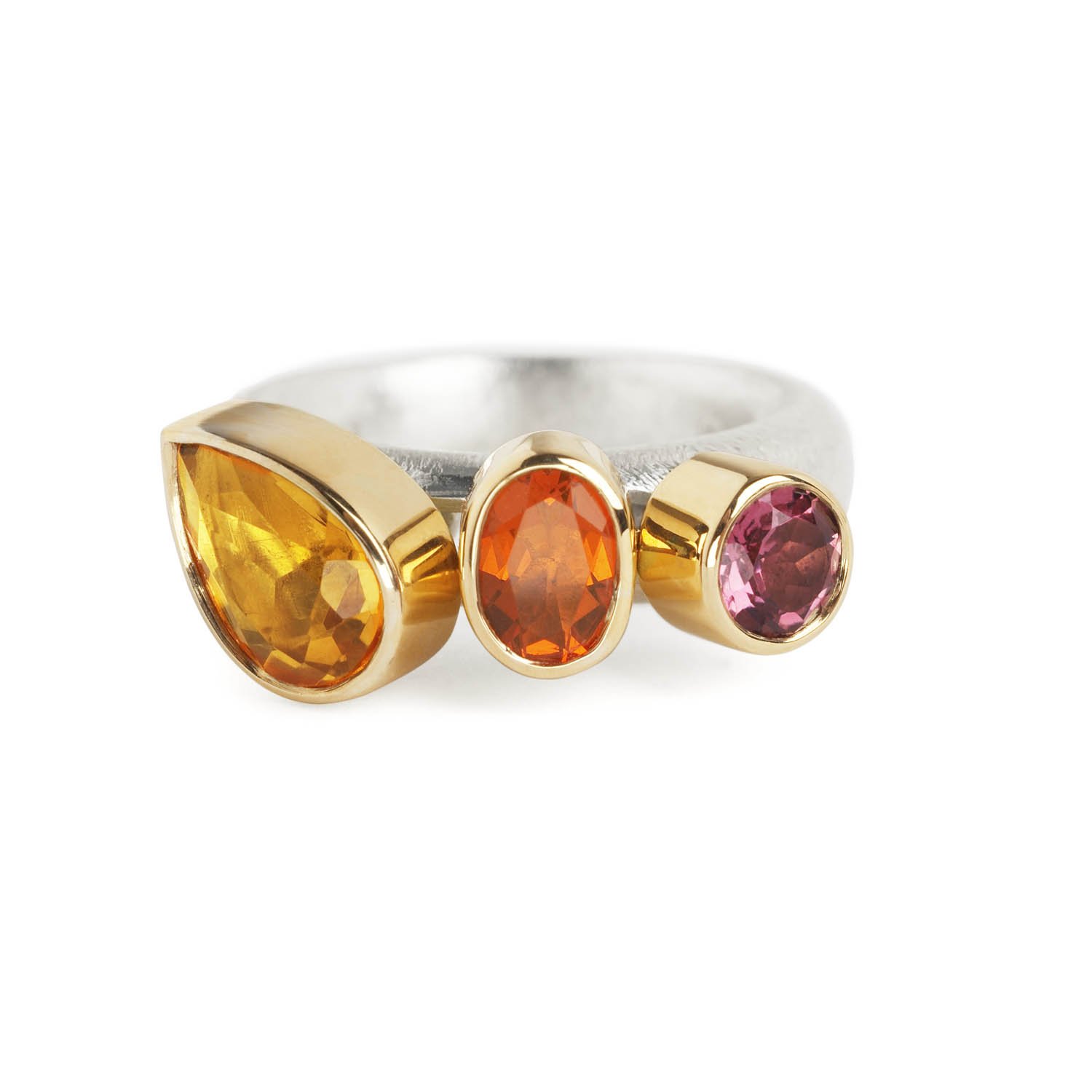 moving ring with citrine, fire opal & amethyst