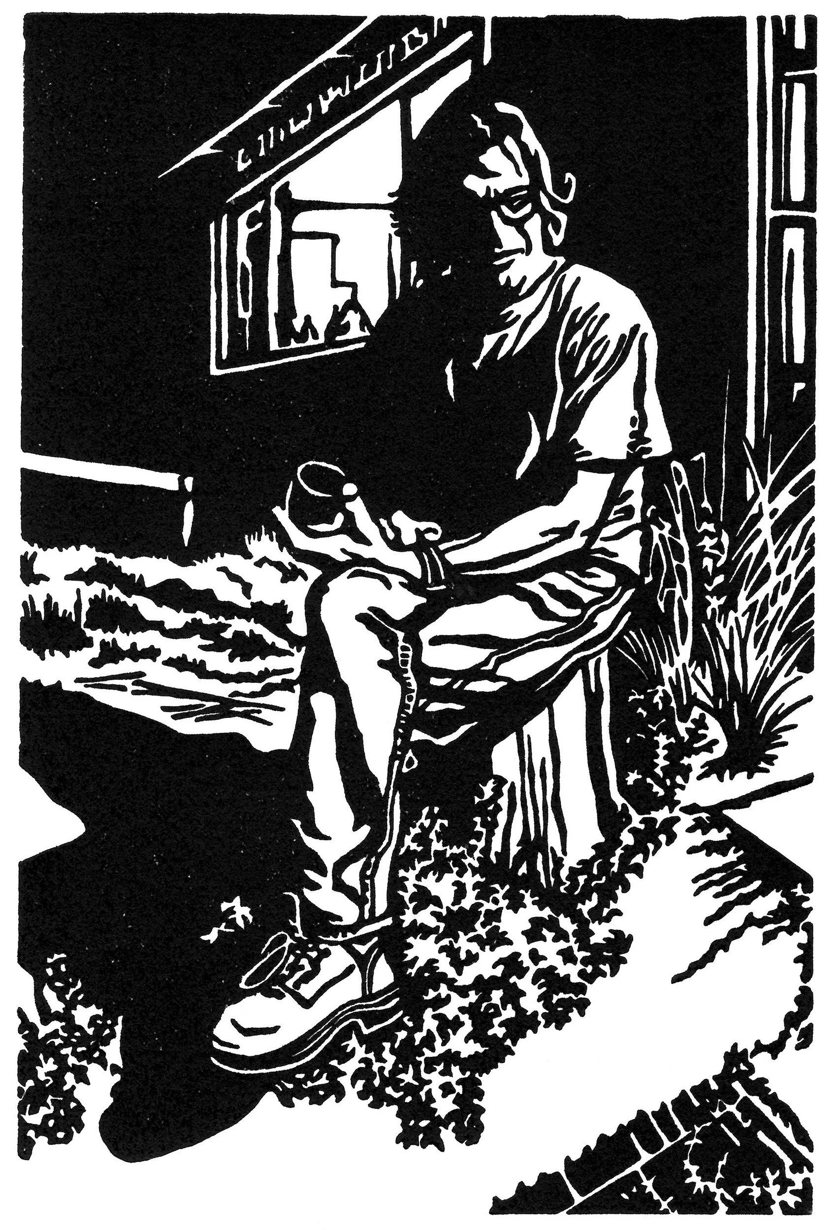 Sasha Constable-Talking Scripts-Linocut