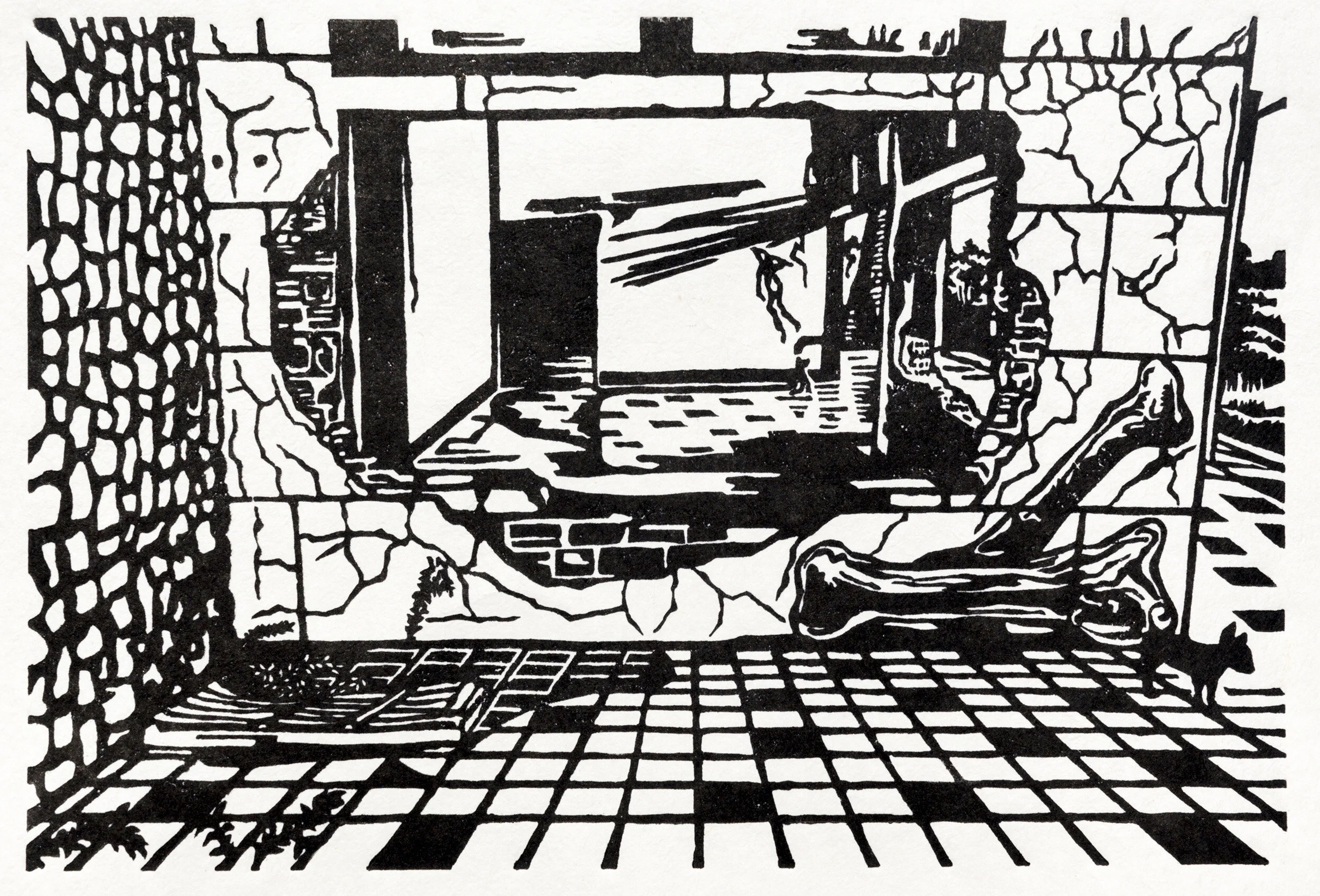 Sasha Constable-Room with a View-Kep-Linocut