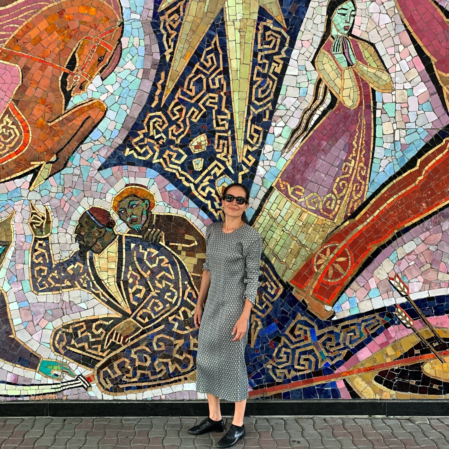 🌈 One of several striking Soviet-era mosaic murals dotted around Almaty. This one, my favourite, retells the folk legend of star-crossed lovers Enlik &amp; Kebek from different tribes (with a similar plot line to Romeo &amp; Juliet) and was executed