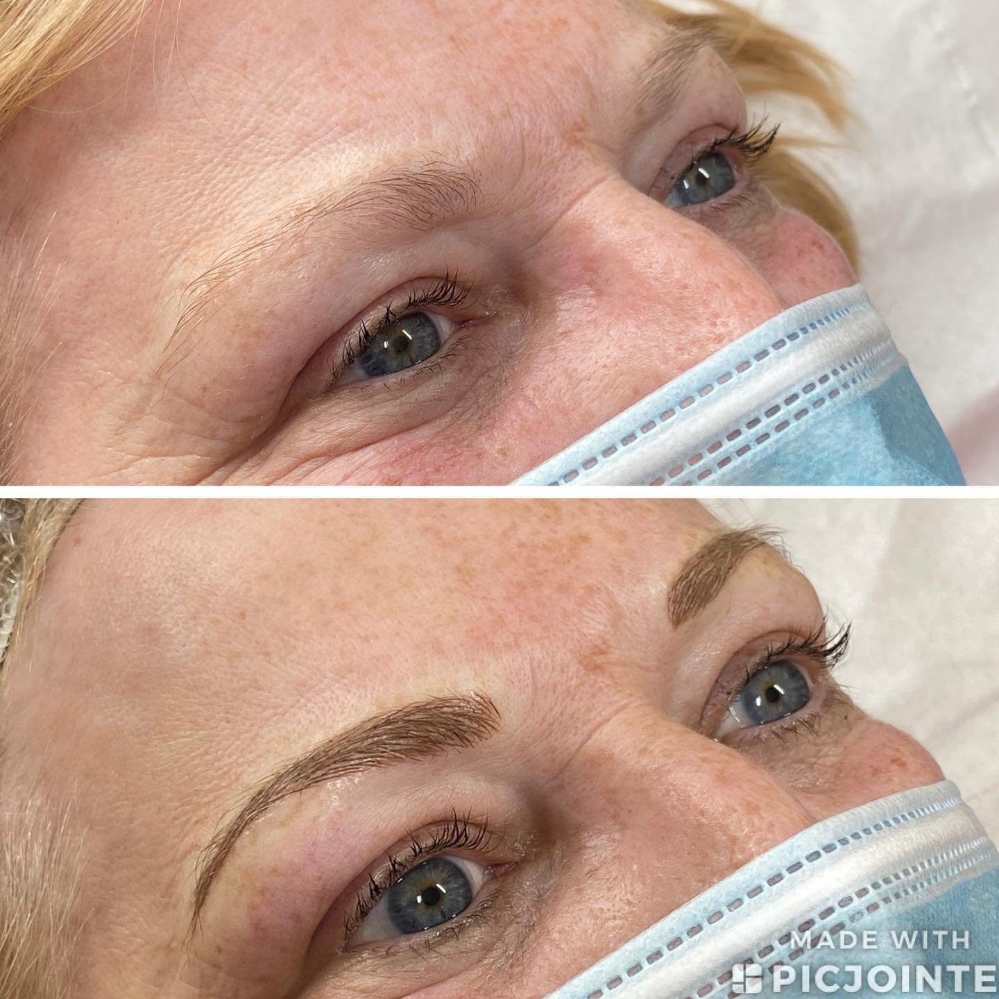 These new brows will heal to a lovely soft blonde. #microblading #microbladingeyebrows #microbladingjerseyci #semipermanentmakeup #naturalbrows #hairstrokebrows