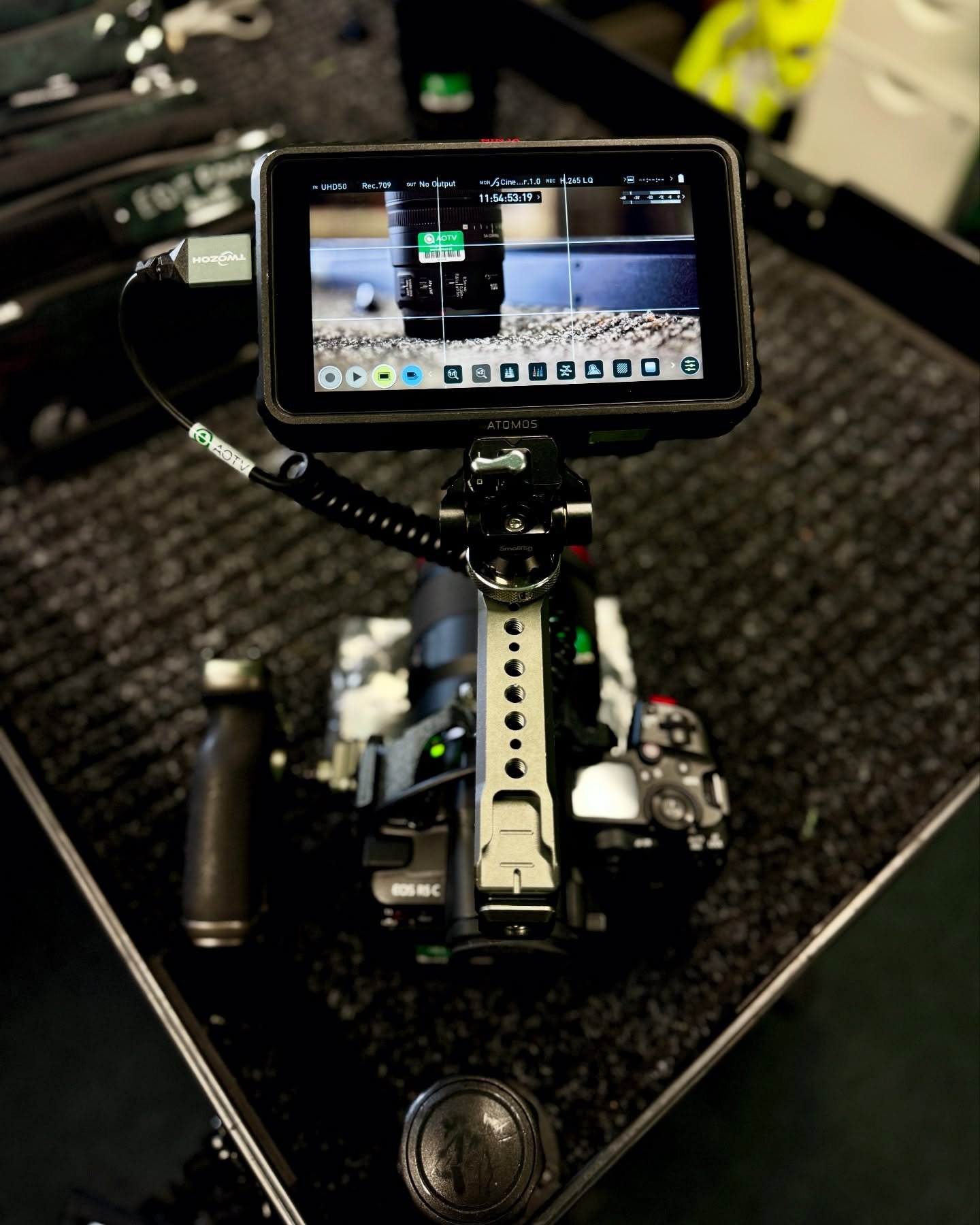 Keeping things compact on set today with the @canonuk R5 C and @atomos.global Ninja; lightweight, reliable, and perfect for this morning&rsquo;s job by train.

#saveyourback