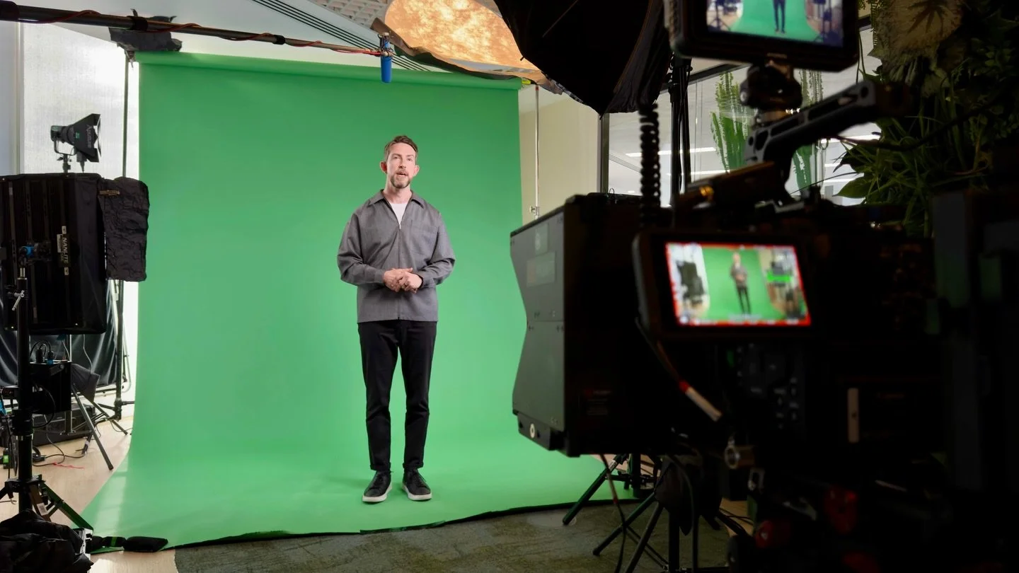 Bringing the studio to the office. 

Save time and money by bringing our green screen to you. Backgrounds can change, the message can be tweaked and the footage stays useful for long after the shoot day. 

Perfect for explainers, training, launches a