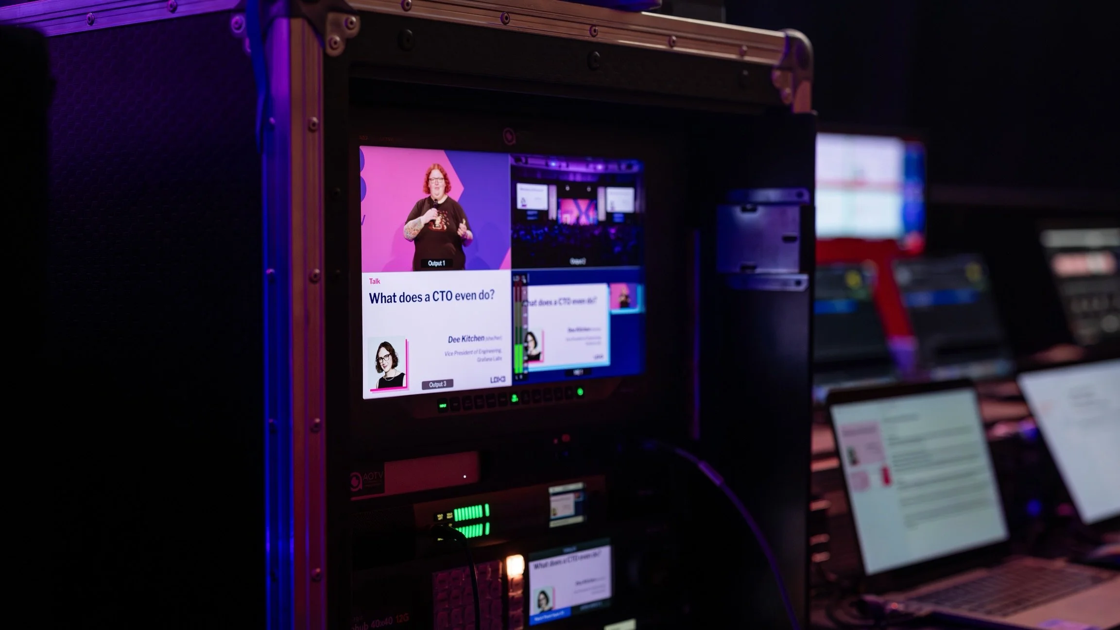 The view from the desk. 

Live switching, ISO recording and streaming, all running seamlessly.