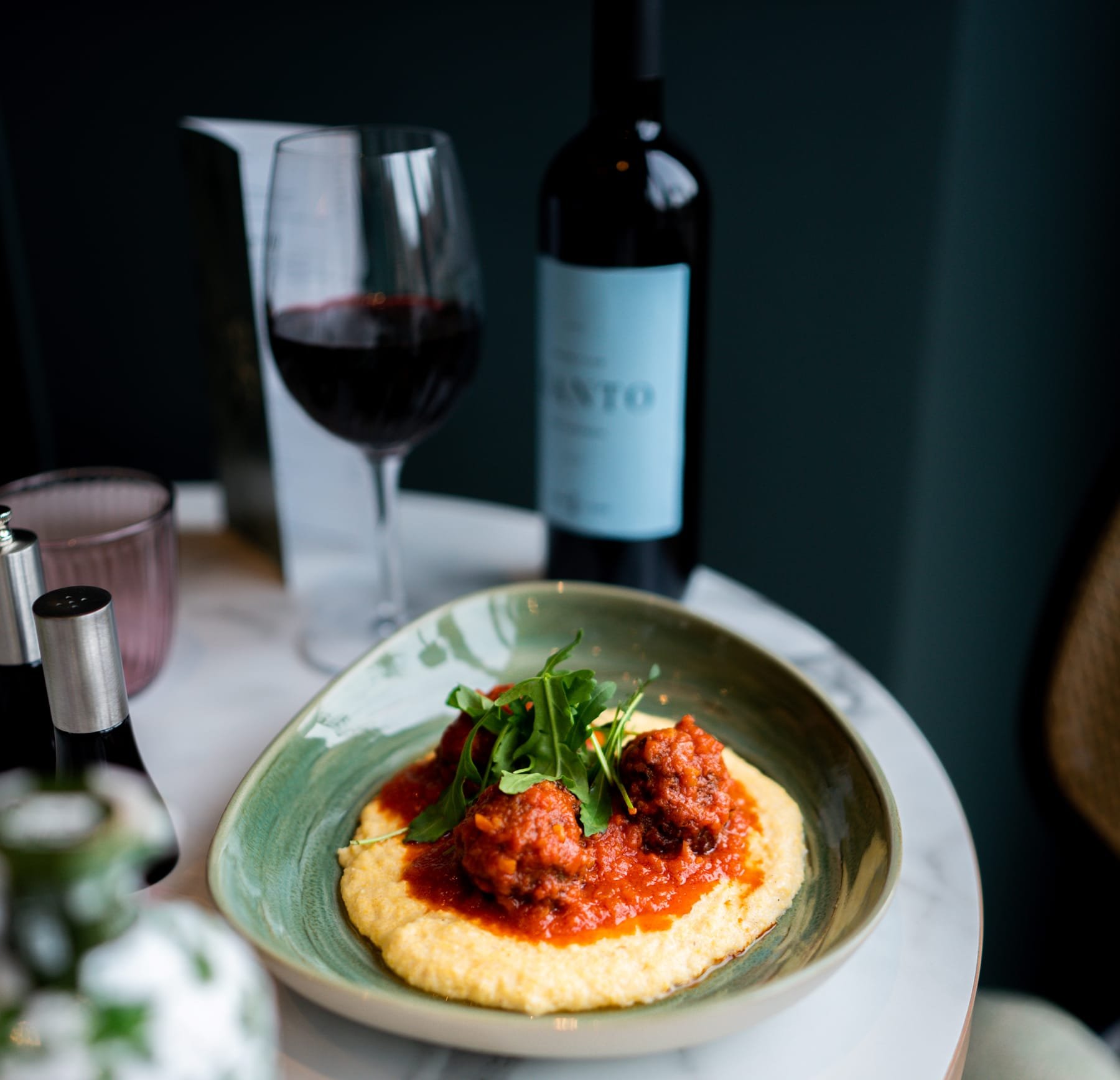 Polpette de bœuf al pomodore, polenta crémeuse