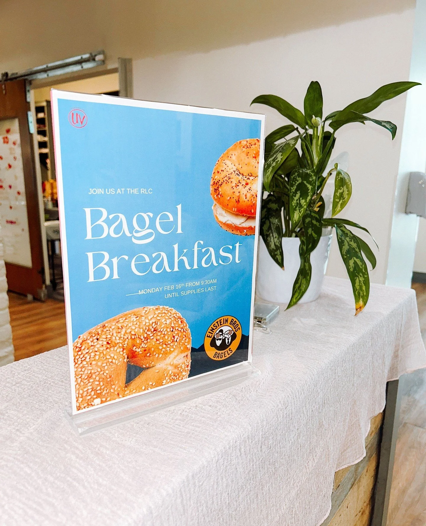 Stop by the RLC TODAY at 9:30 for breakfast on us🥯! Bagels available on a first come first served basis.