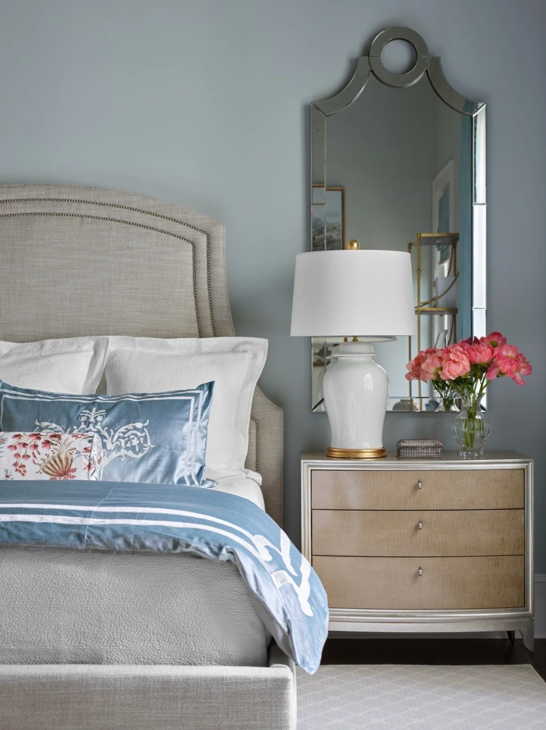 A closer peek into this luxurious primary from a few years back. This room is fit for a queen! 
_____________________ 

#schillingandco #atlantainteriordesign #interiordesign #decor #homedesign #interior #interiors #shopping #interiorshop