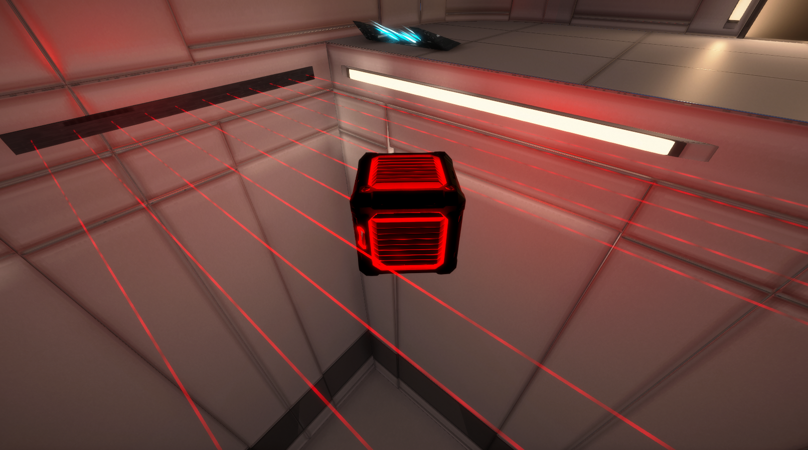 The lasers are blocked during the cube’s passthrough.