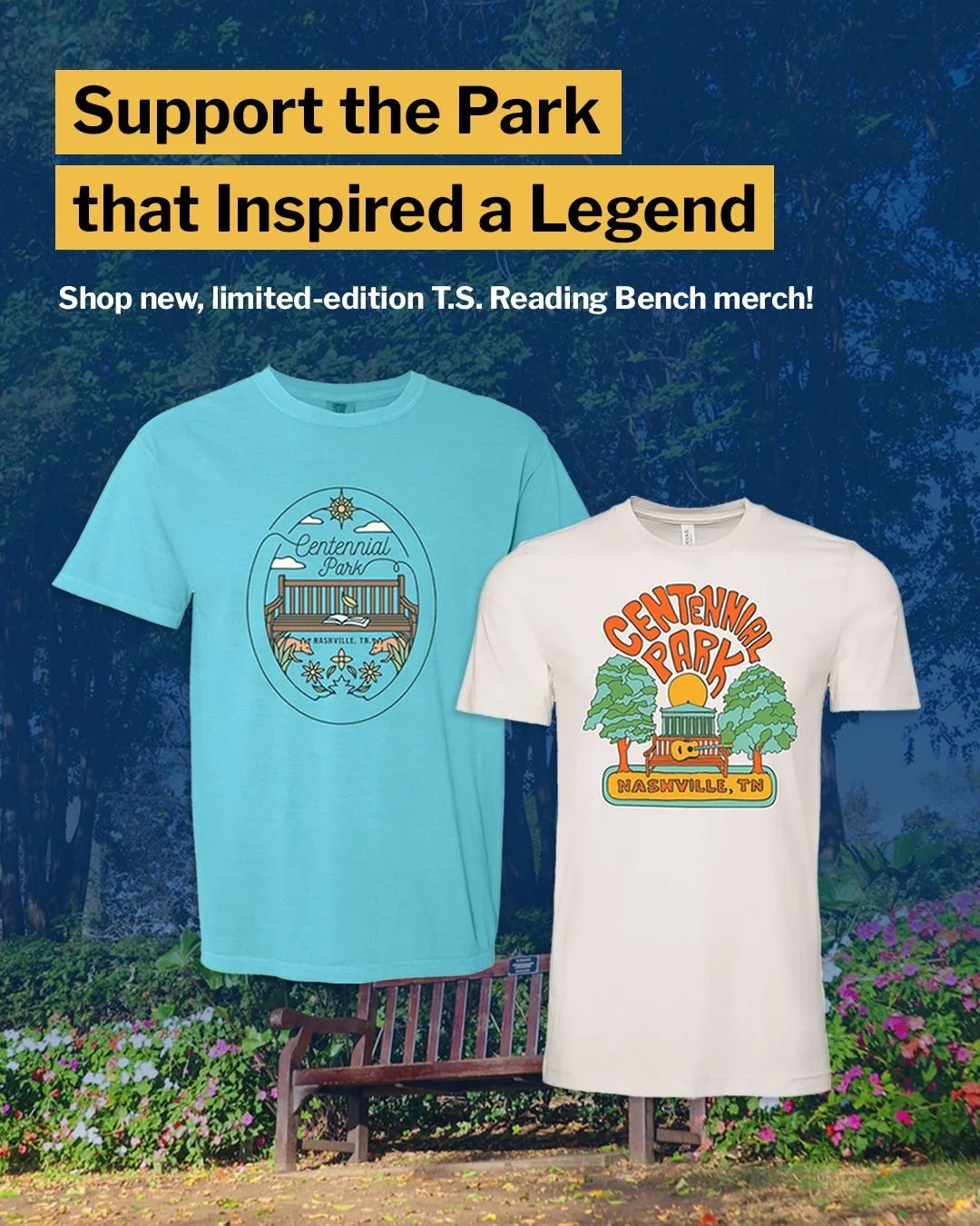 ✨ Swifties, your perfect match just dropped! ✨ Celebrate Taylor&rsquo;s &ldquo;Invisible String&rdquo; connection to Centennial Park with two exclusive, limited-edition designs featuring Taylor&rsquo;s reading bench in Nashville&rsquo;s most iconic g