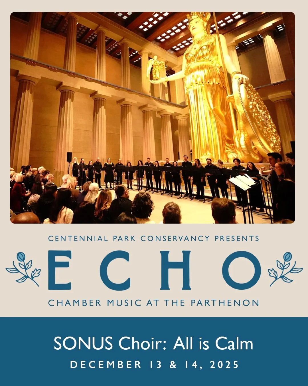 @sonuschoir returns to the Parthenon this December for a beloved ECHO tradition - SONUS: All is Calm. Join us December 13 &amp; 14 as the modern a cappella ensemble fills the Parthenon's Naos with their signature straight-tone blend, merging contempo