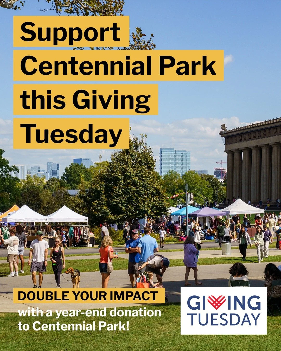 This #GivingTuesday, your gift to Centennial Park Conservancy helps Nashville&rsquo;s cherished green space thrive, supports free cultural programs, and helps maintain the historic Parthenon, one of Nashville's most beloved cultural icons. 🏛️ 

Whet