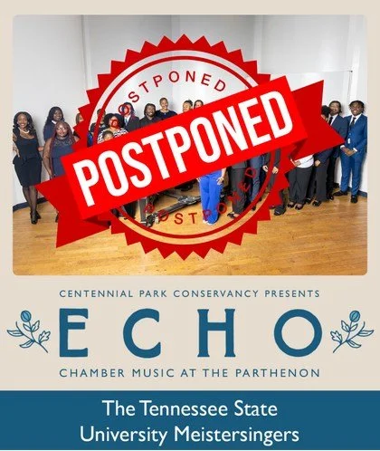 Due to anticipated severe weather this weekend, the Parthenon will be closed on Saturday and Sunday. As a result, Sunday's Tennessee State University Meistersinger and Kyshona performance will not take place. However, the Meistersingers will now join